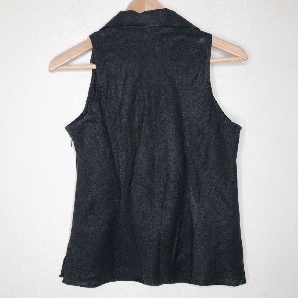 Edward black sleeveless linen floral top medium - Picture 4 of 12